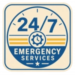 24/7 Emergency HVAC Services Badge