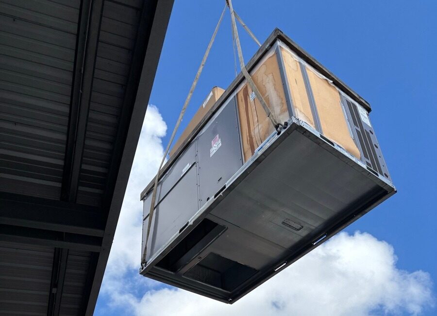 Exterior view of an air conditioning condenser