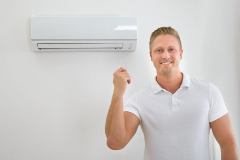 man happy with ductless system