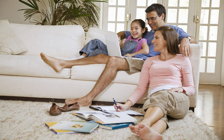 Family in living room
