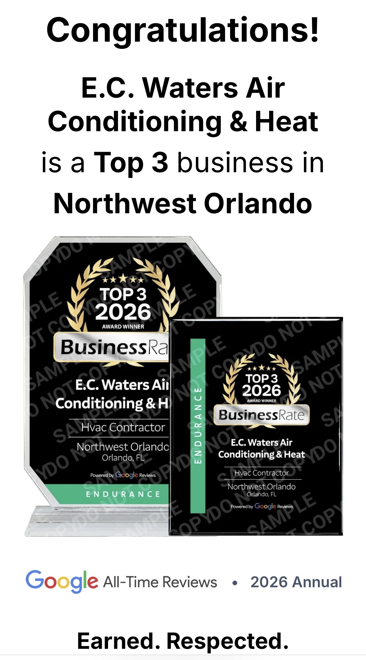 E.C. Waters Top 3 Business Orlando Award